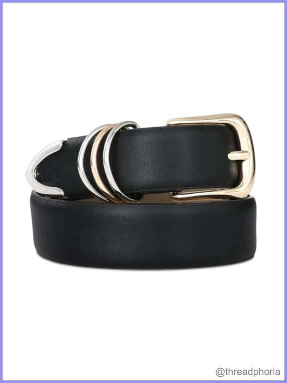 Women's Leather Belt with Gold Buckle Fashion Waist Belt